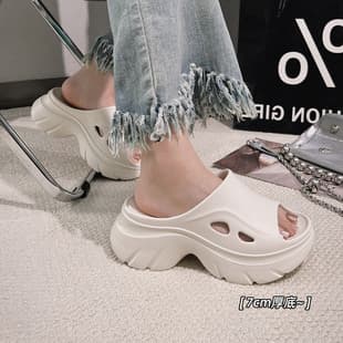 Ant Love Spring Summer Fashion Thick Sole One-Strap Slippers for Women, Outdoor Height-Increasing Cool Slippers