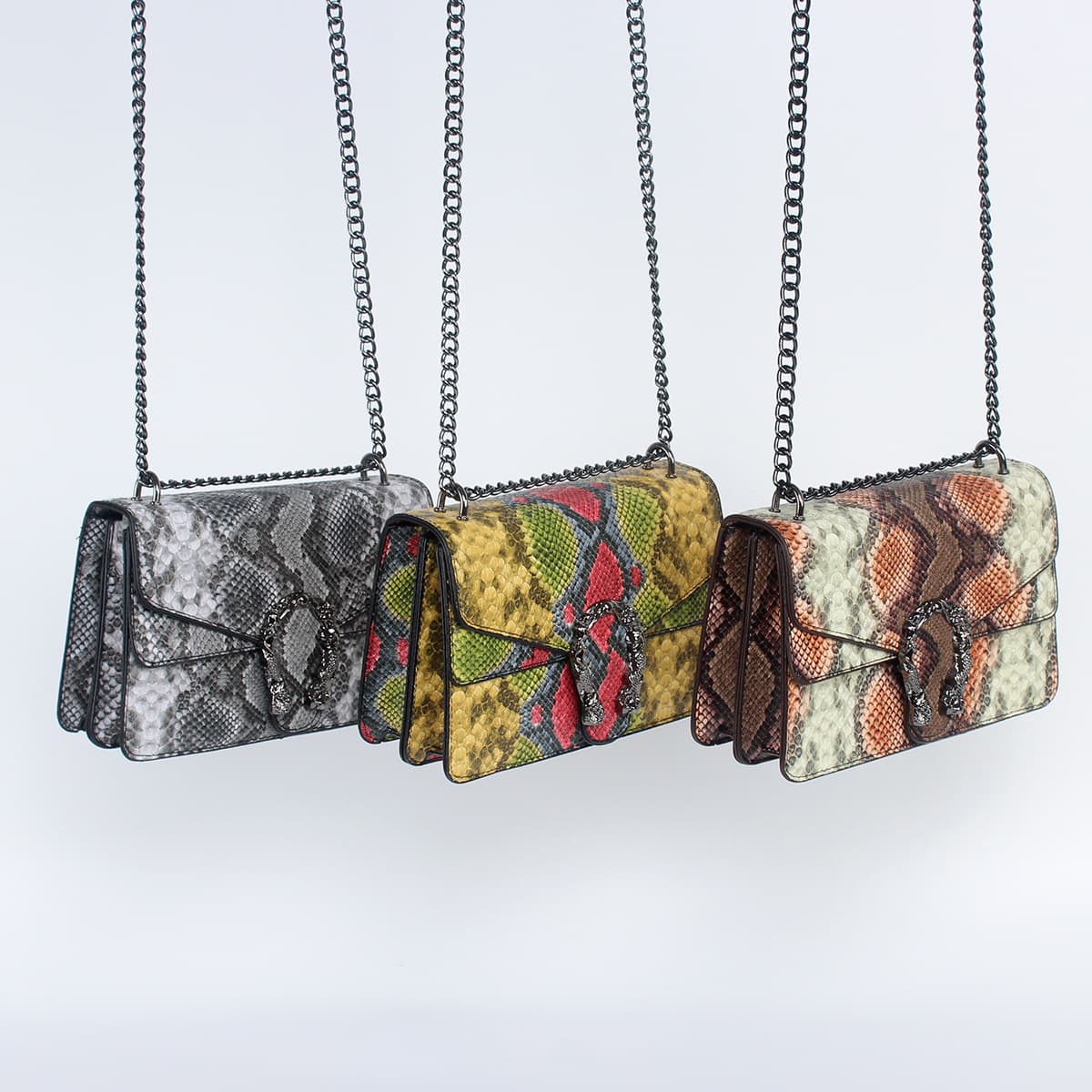 Crocodile pattern small square bag Cross-border European and American retro shoulder crossbody bag Western design chain bag flap shoulder bag