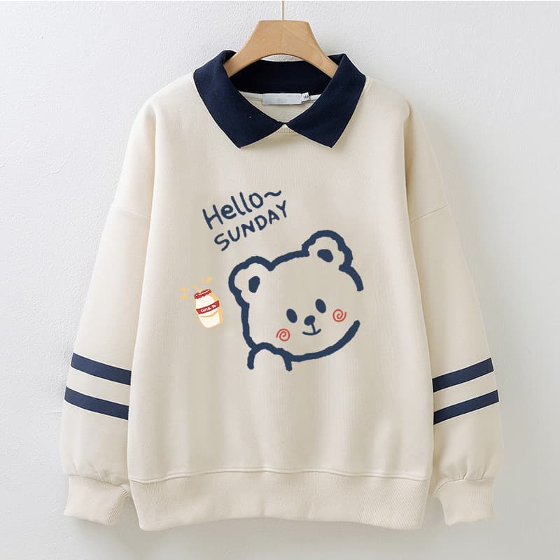 Girls Spring Blouse for Middle and High School Students Aged 13-14, Polo Collar, Preppy Style Long Sleeve T-Shirt
