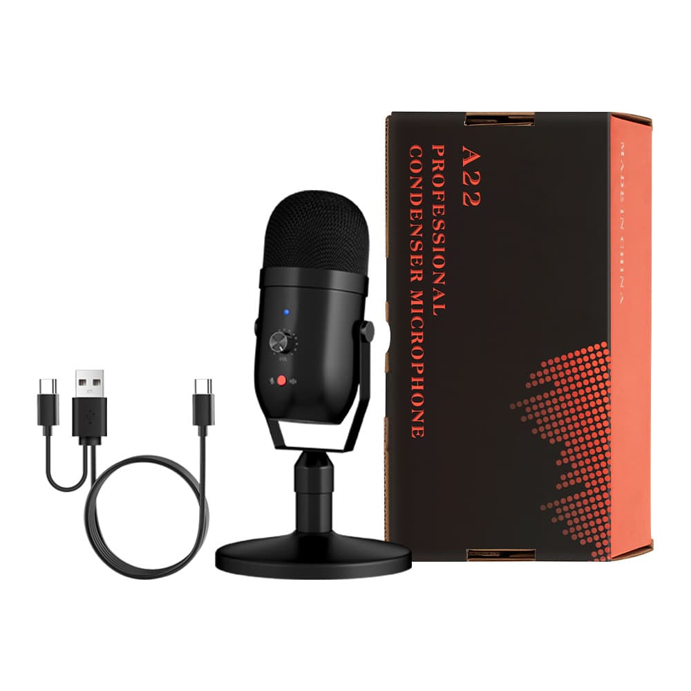 USB Condenser Microphone for PC Gaming Live Streaming Recording Smart Noise Reduction Type-C Microphone