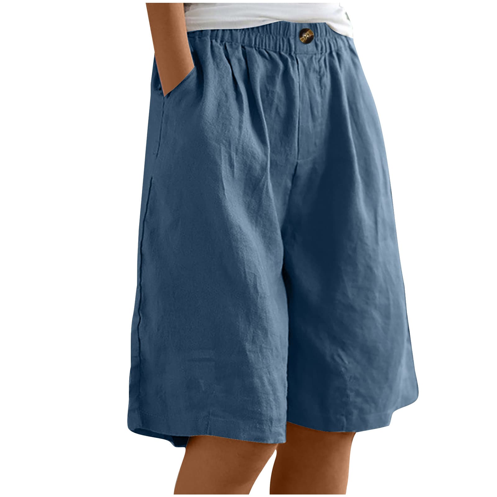 Cross-border Amazon Cotton Linen Shorts for Women Summer New Style Ladies Five-point Loose High-waist Mid-length Pants