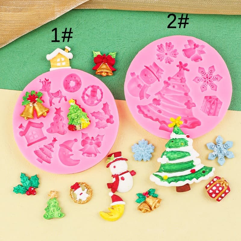DIY Christmas Themed Christmas Tree, Snowman, Snowflake Fondant Cake, Chocolate Silicone Mold, Resin Gummy Candy