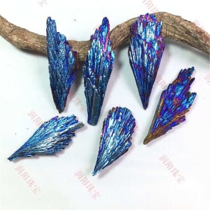 Electroplated black tourmaline, peacock blue feather tourmaline mineral teaching specimen crystal cluster wholesale, random shape delivery