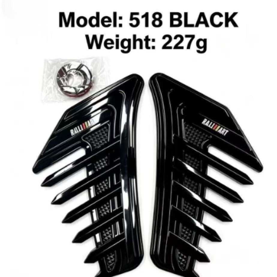Ralliart Car Side Skirt Vent Decal Sticker Black Carbon Fiber Pattern Tuning Accessory Model 518