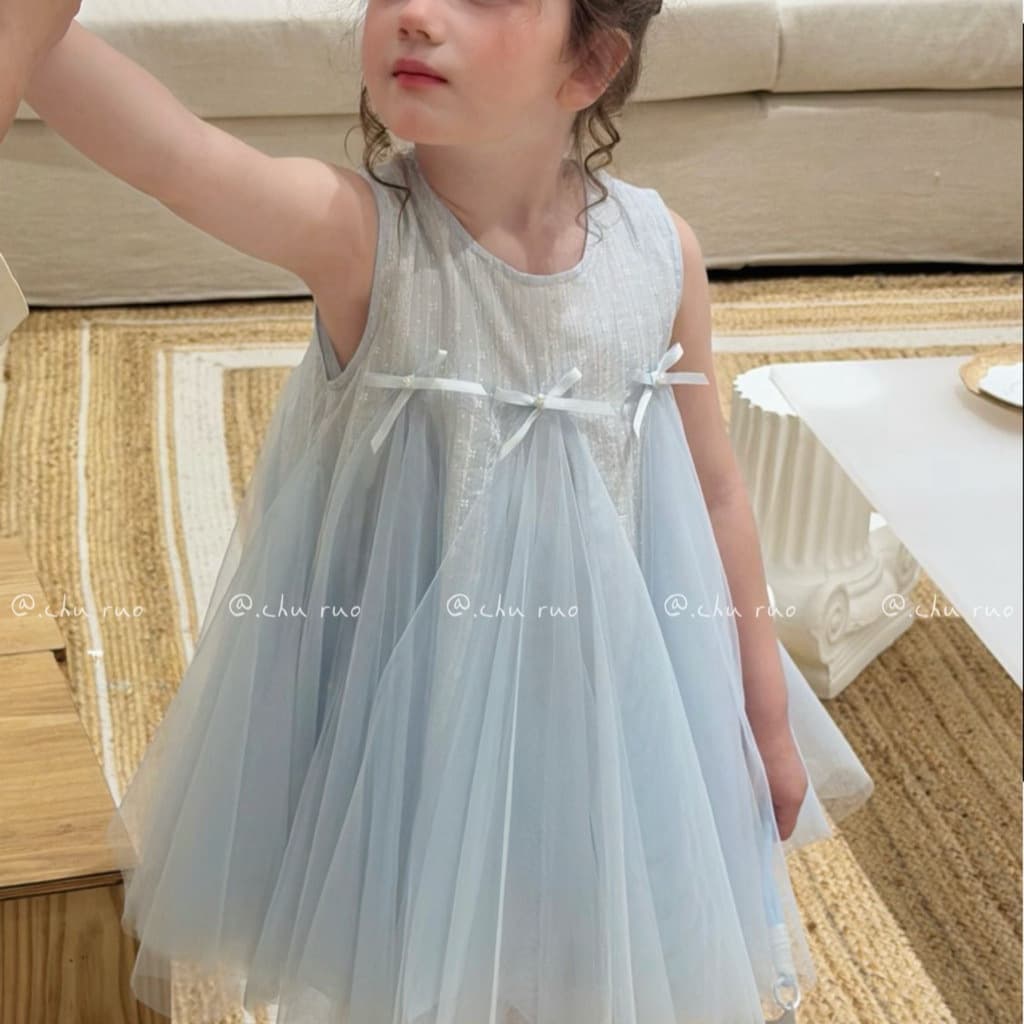 Girls dress summer new fashion style baby girl mesh stitching princess dress apricot dress