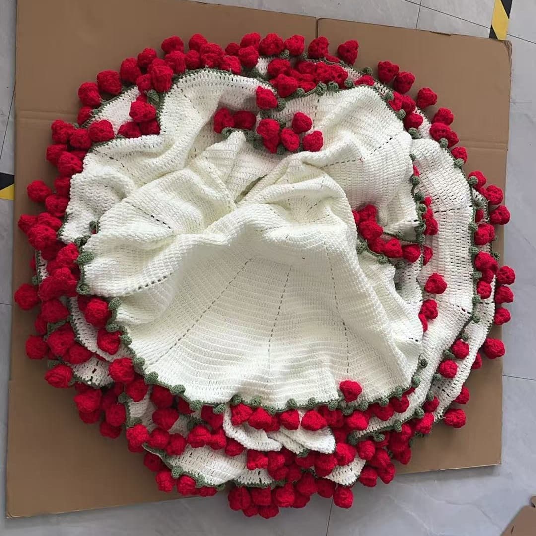 Handmade DIY Rose Lily of the Valley Blanket Bouquet Finished Creative Gift Blanket Bouquet