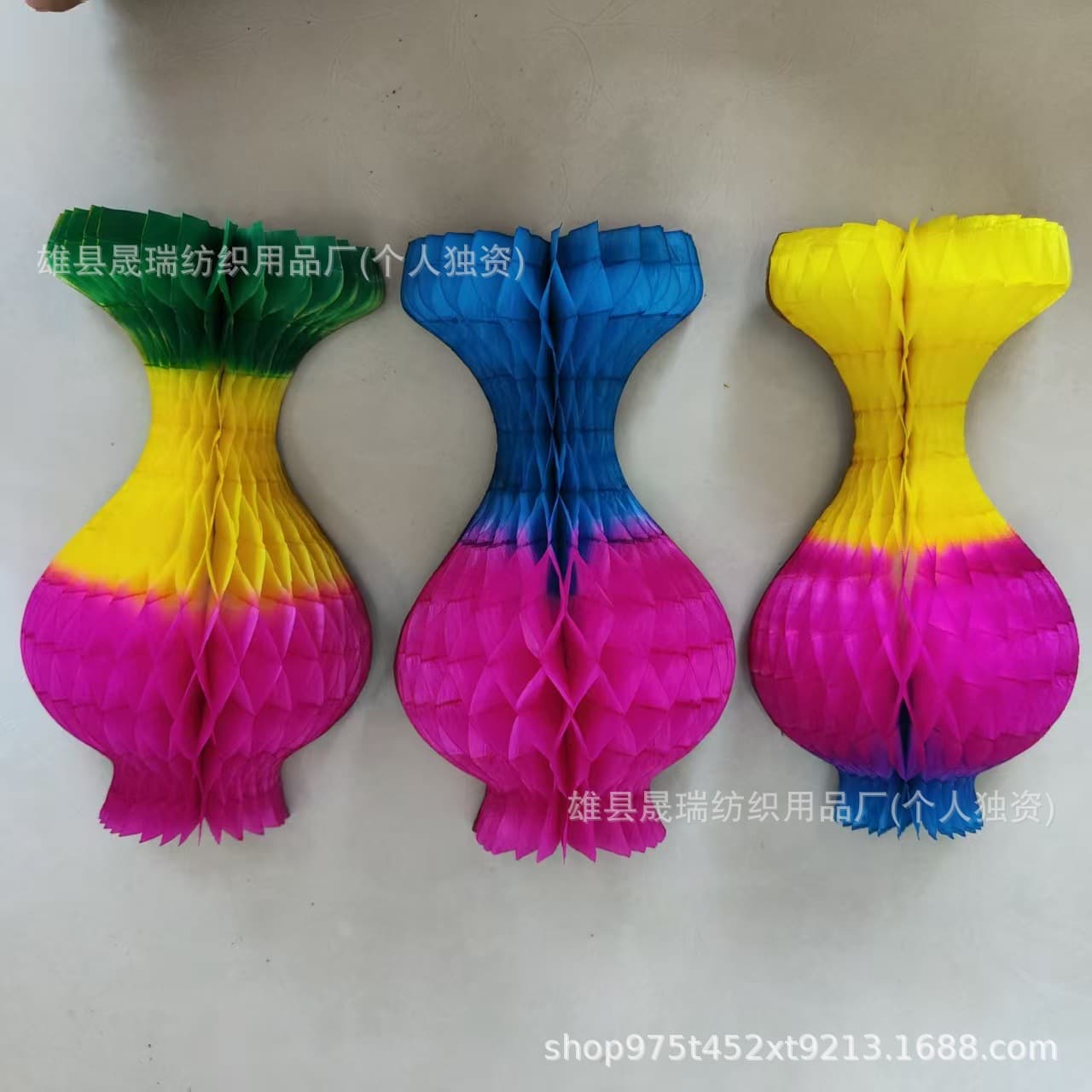 Folding colorful vases, 3D paper vases, lanterns, paper peaches, funeral and mourning hall decorations (self-produced)