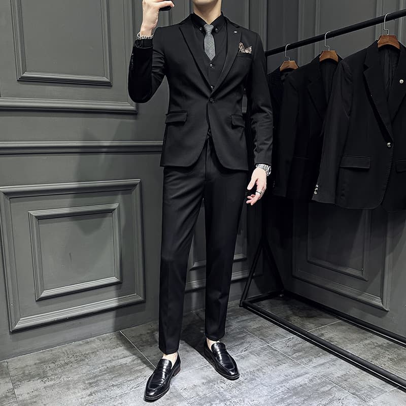 Spring New Recommend Men's Suit Light Mature Korean Slim Fit Suit Three-Piece Host Groom Suit