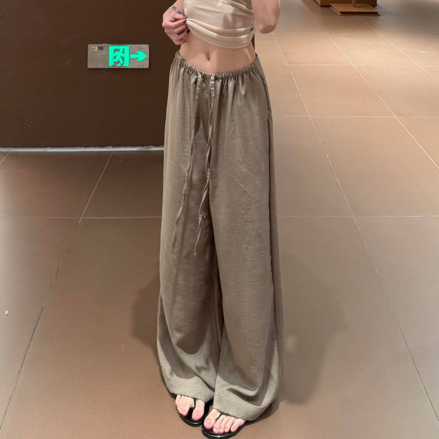 Old Money Style Tencel Linen Wide-Leg Pants for Women Summer Thin High-Waist Slimming Casual Trousers Lazy Loose Walking Pants