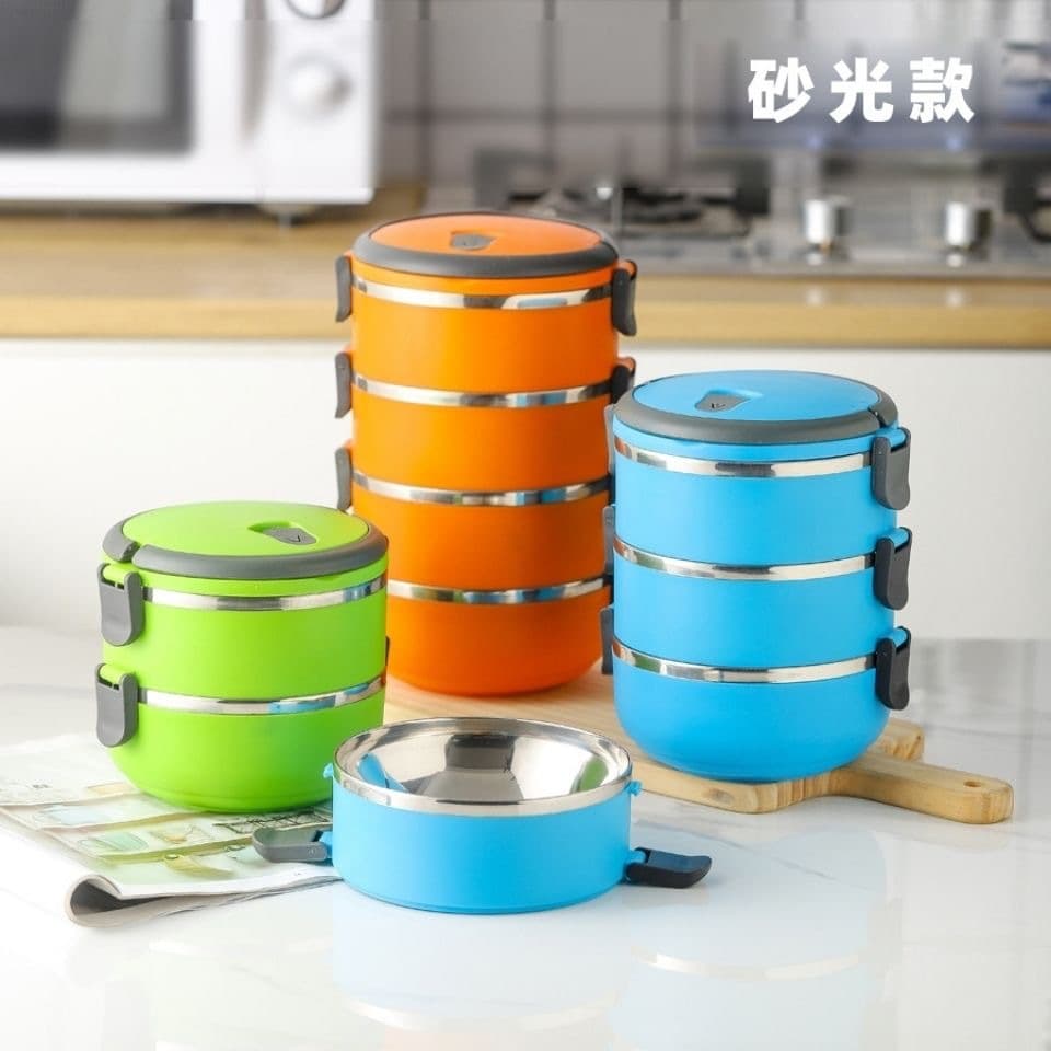 Stainless Steel Insulated Lunch Box Round Double-Layer Student Bento Box Thermal Food Container Fresh-Keeping Box