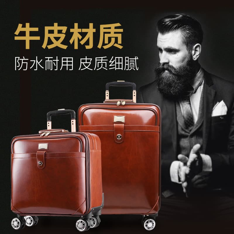 Cheetah trolley case cowhide boarding case business suitcase 16 inch password box