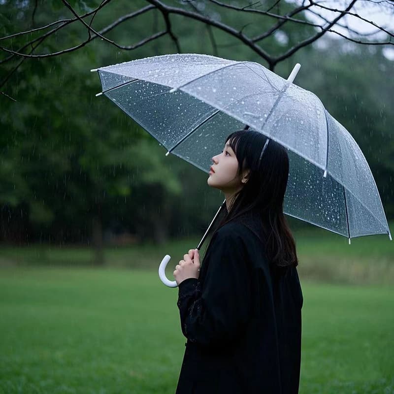 Creative Automatic Straight-Shaft Long-Handle Transparent EVA All-Weather Gift Umbrellas Under 5 Yuan, Customizable Logo Transparent Rain Umbrellas