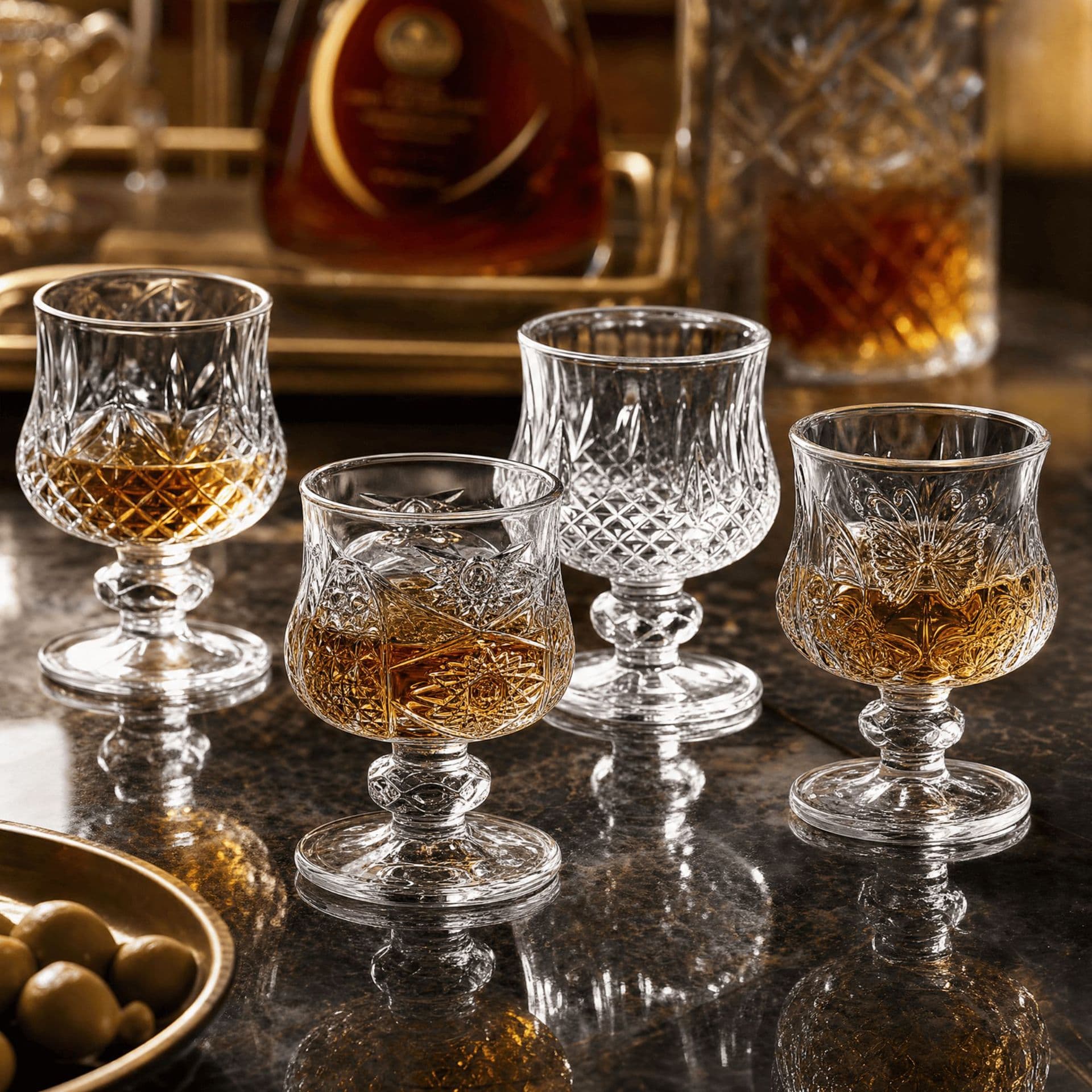 Source Factory Vintage Engraved Crystal Glass Goblet Whiskey Glass Brandy Wine Glass for Home Use