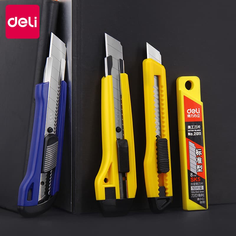 Deli Large Stainless Steel Utility Knife Plastic Wallpaper Cutter Paper Cutter Utility Knife Holder Blade Wholesale
