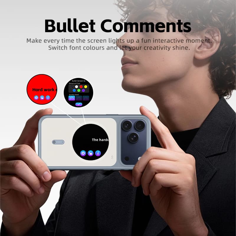 Cross-border HD round screen color display DIY projection phone case for iPhone 17 Pro Max series