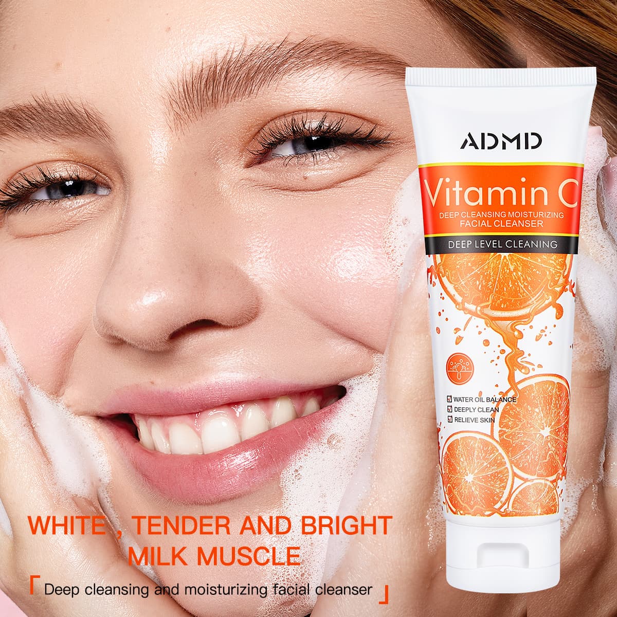 Cross-Border Exclusive Hot-Selling Product Admd Vitamin C Facial Cleanser, Refreshing Oil Control and Skin Softening Cleansing Lotion