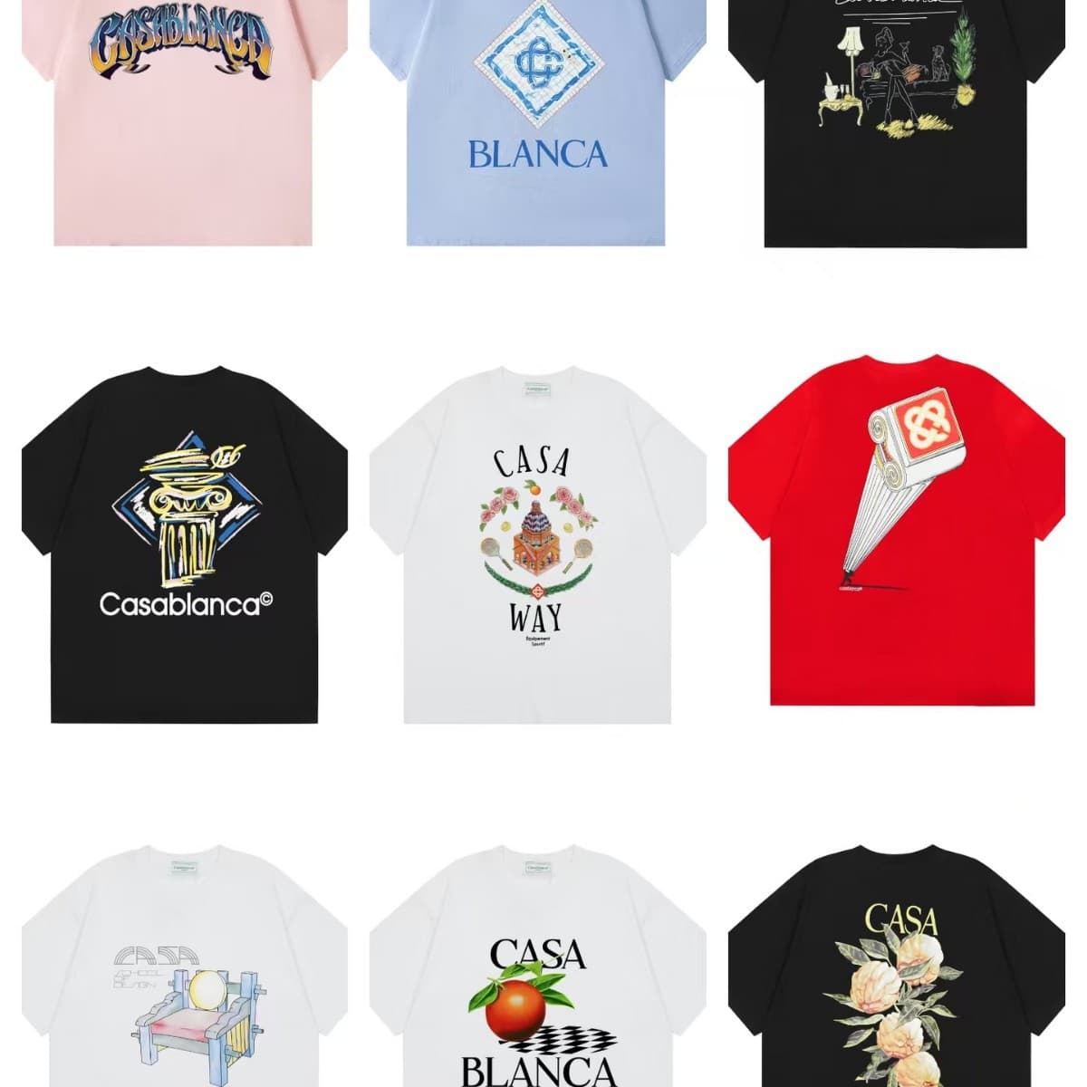 260g Casablanca 2025 Spring/Summer New Dream Gate Star Castle Logo Short Sleeve Couple T-Shirt