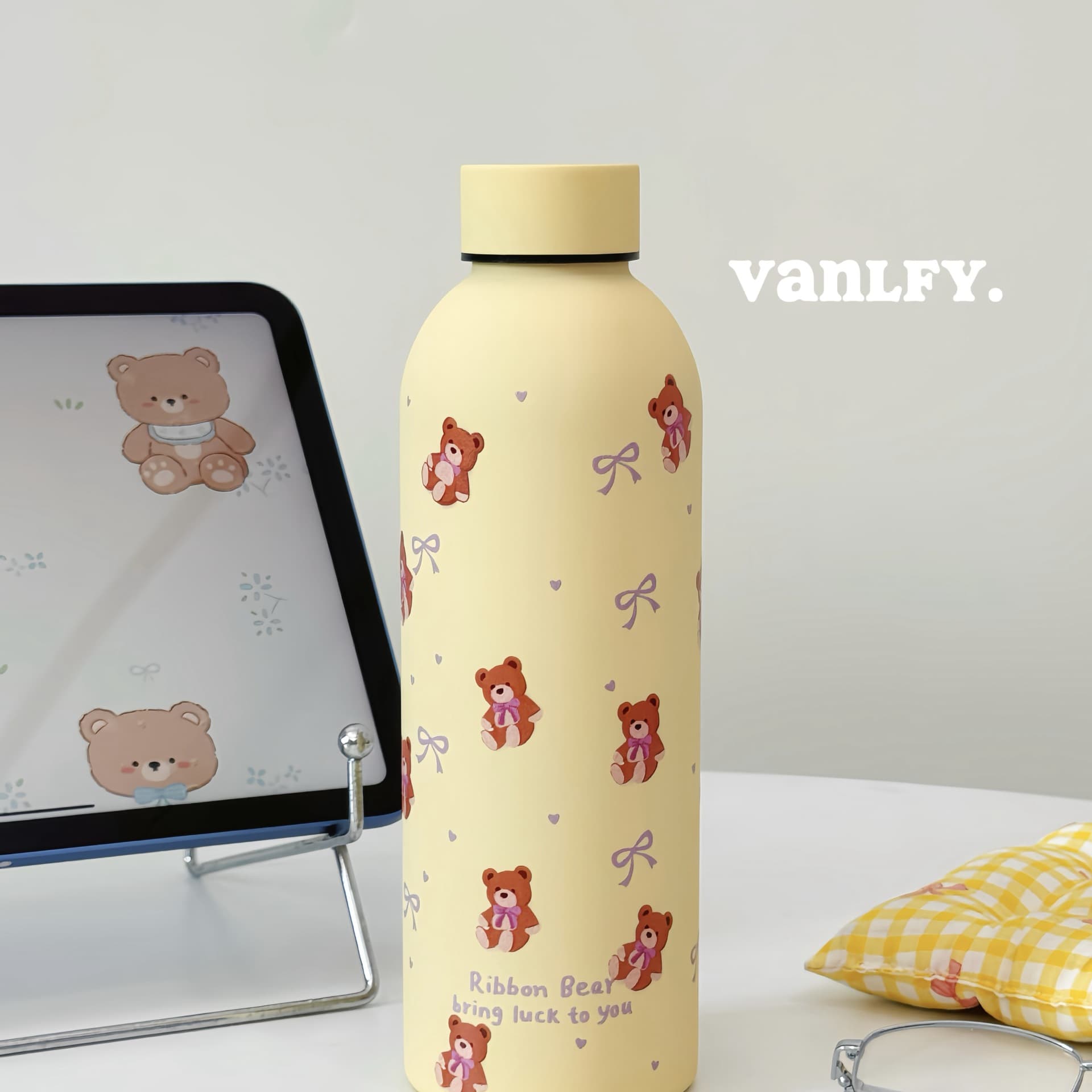 New Cartoon Student Thermos Stainless Steel Girls High-Looking Portable Anti-fall Cute Direct Drinking Student Water Cup