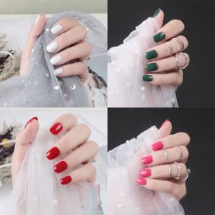 DFYL Cross-Border nail Nail Tips Solid Color Collection Full Cover Short False Nails Press-On Nails Factory Wholesale