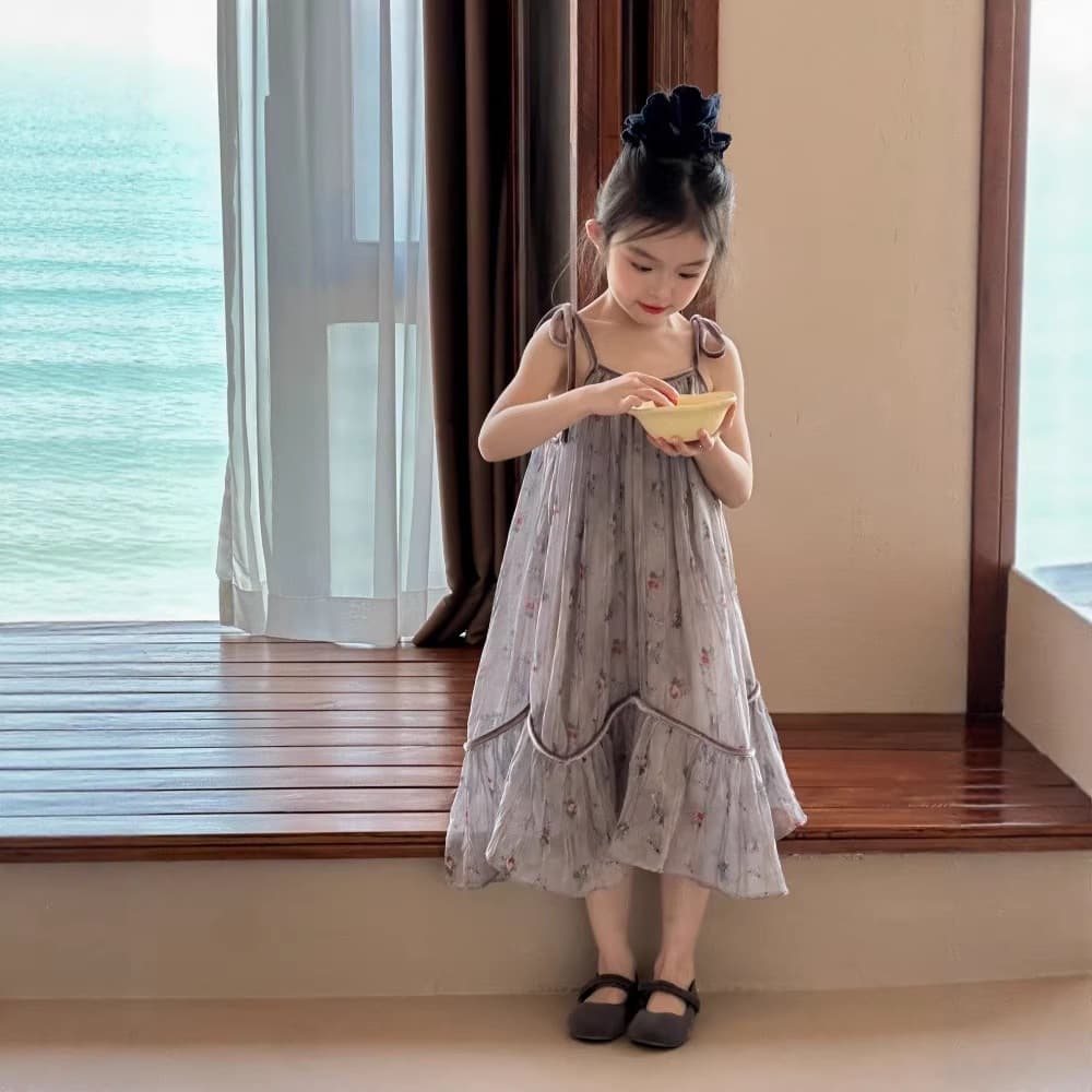 Children's skirt 2026 summer new arrival girls Korean floral suspender skirt children's high-quality temperament design dress