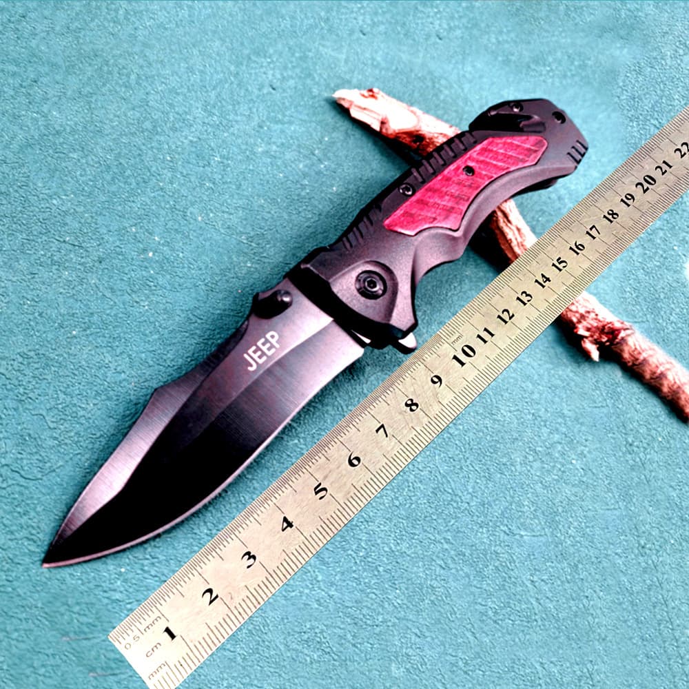 Export Hot Selling Wood Handle Knife, Black Titanium Sharp Adventure Knife, Climbing Knife, Package Opener, Tactical Knife, Pocket Knife