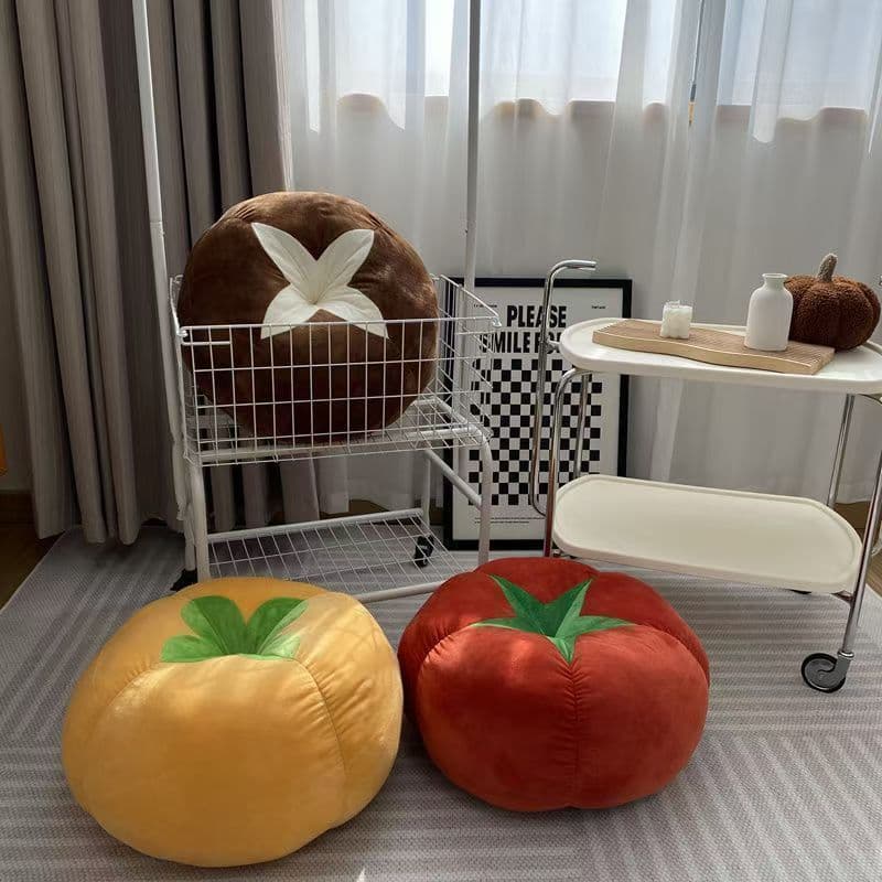 Cute Tomato and Mushroom Lazy Sitting Cushion Sofa Pillow Bedroom Living Room Backrest Plush Toy