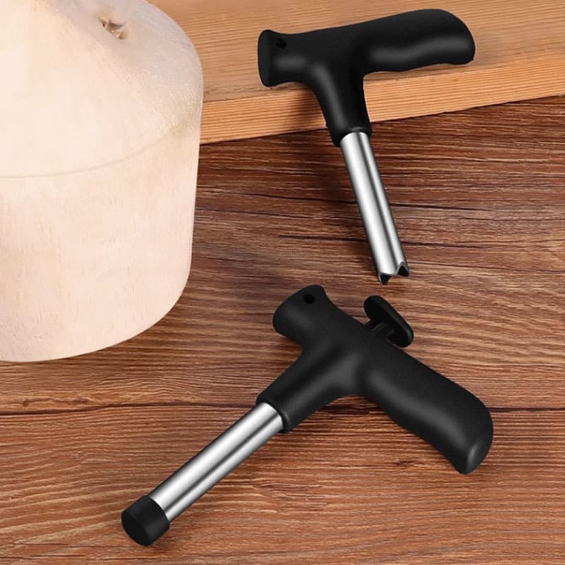 Stainless steel coconut opener, coconut hole opener, coconut shell opening tool, convenient coconut drill and lid opener.