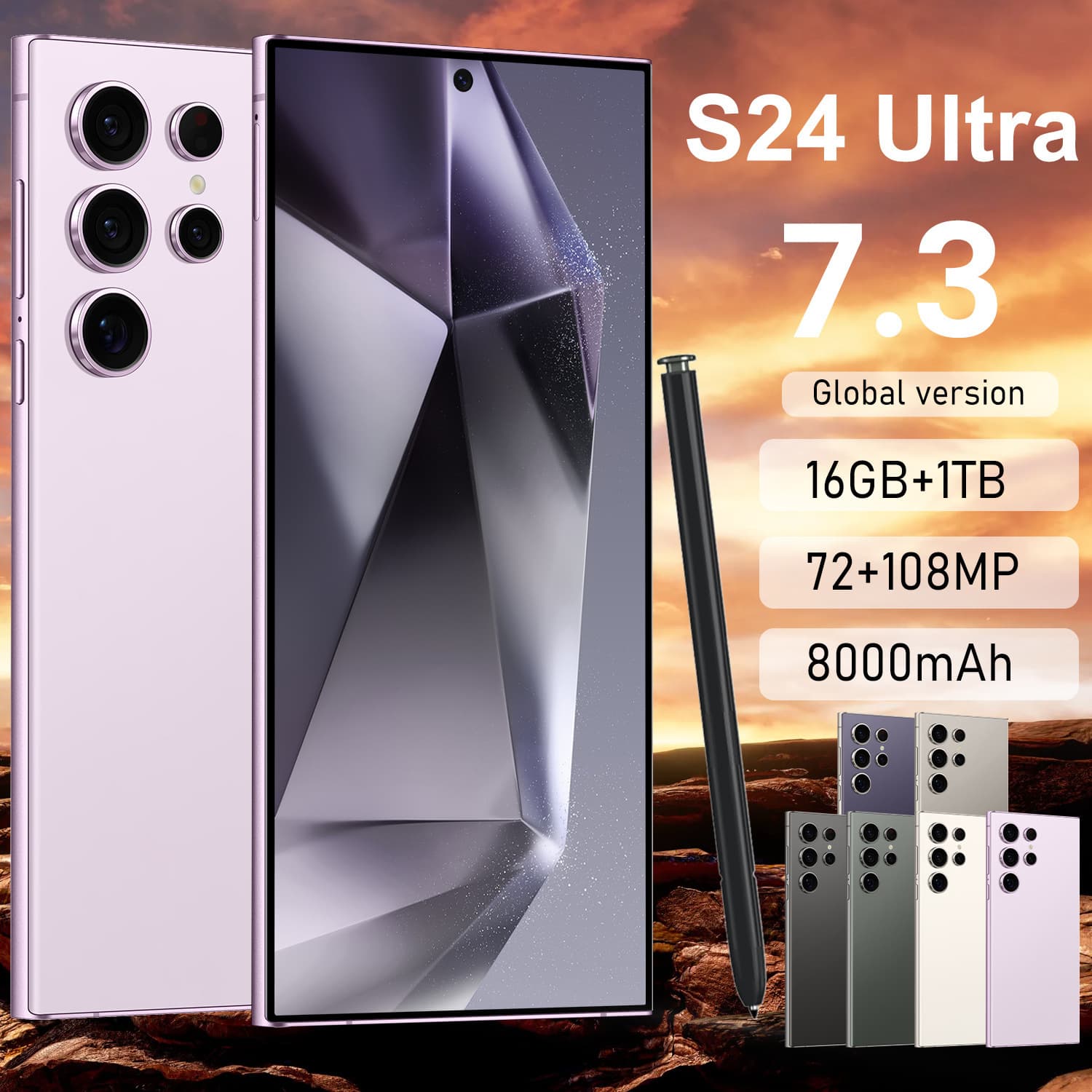 New Cross-Border Phone S24Ultra+ HD Large Screen All-in-One 16+1T Android Smartphone Factory Wholesale