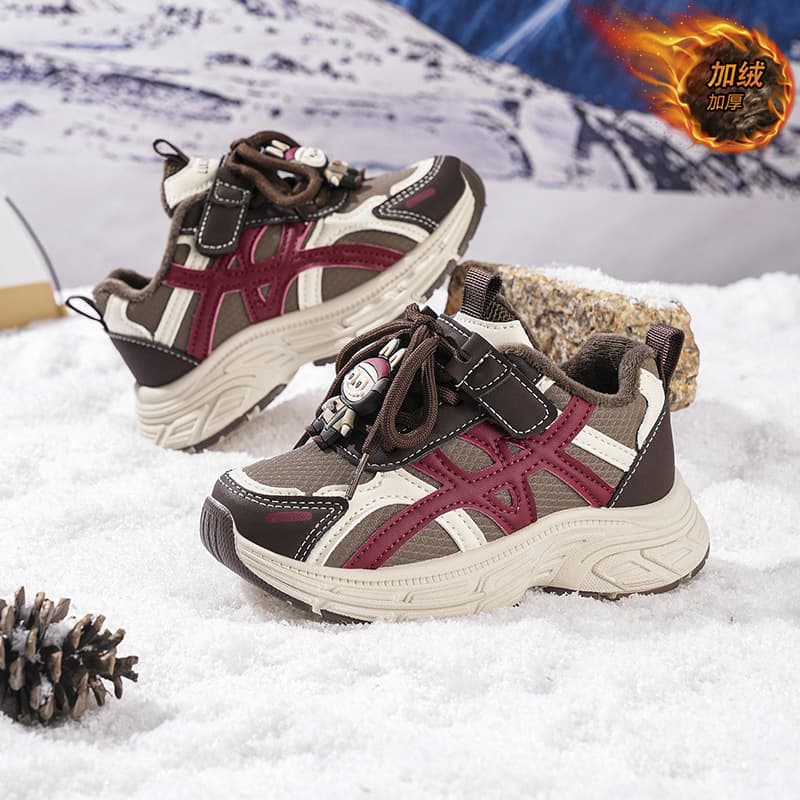 Fleece-Lined Sneakers Kids' Shoes Cotton Shoes for Boys and Girls, Mid-to-Large Children