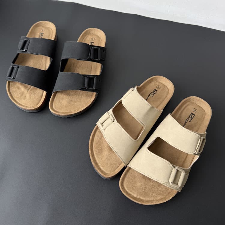 2026 Summer New Foreign Trade Large Size Men's Double-Breasted Cork Birkenstock-Style Beach Sandals Wholesale
