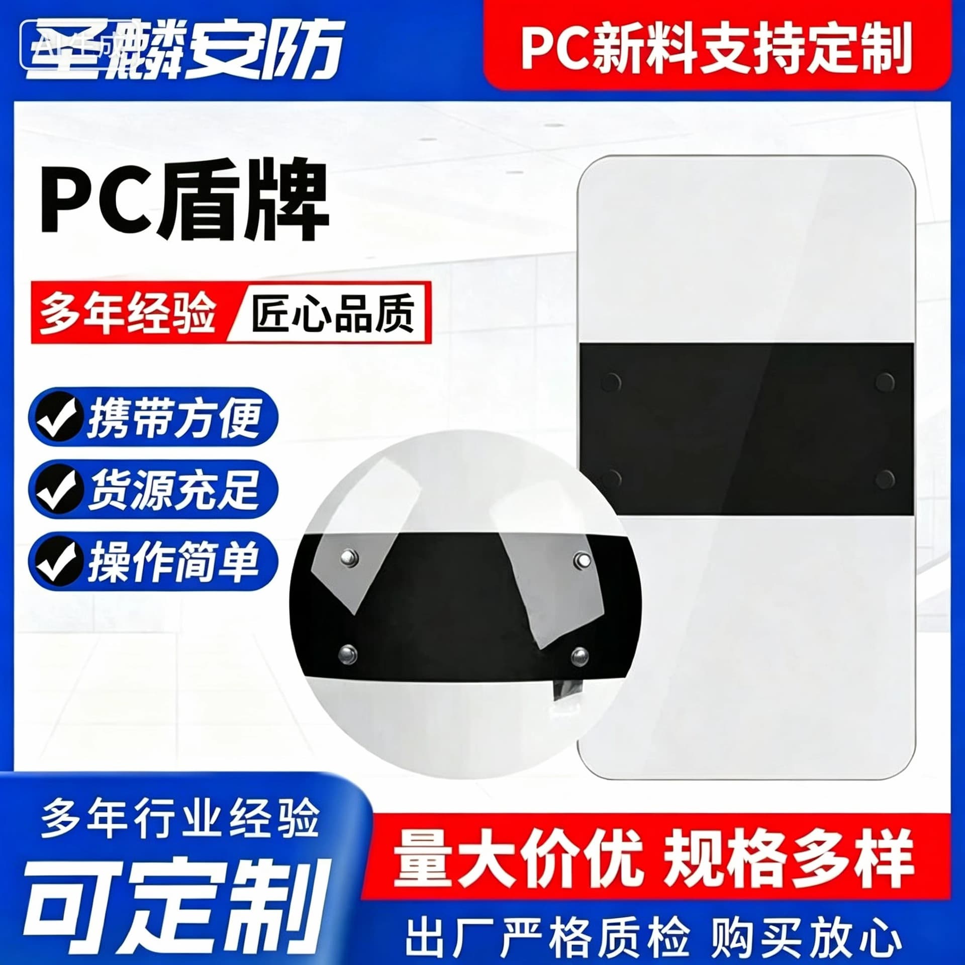 Supply PC Transparent Shield Security Handheld Shield Handheld Protective Shield PC Security Shield Riot and Explosion Proof