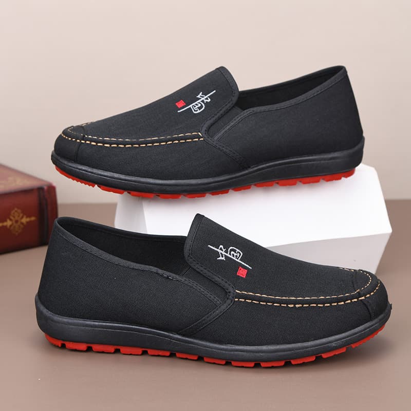 Old Beijing Men's Cloth Shoes Slip-Resistant Wear-Resistant Bean Shoes Slip-On Loafer Shoes Casual Shoes Work Canvas Shoes