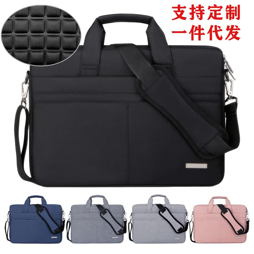 Cross-border simple fashion computer bag briefcase shoulder portable men's and women's 15.6-inch laptop bag exhibition bag
