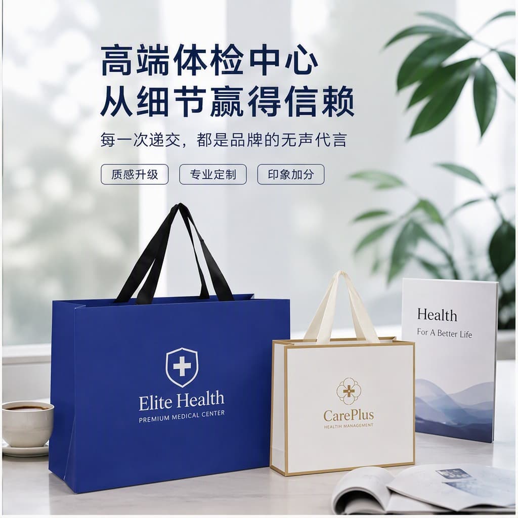 High-end Health Checkup Store Paper Bag Tote Bag Custom Health Checkup Gift Bag Fashion Packaging Bag Handbag Packing Bag Gift Box Bag