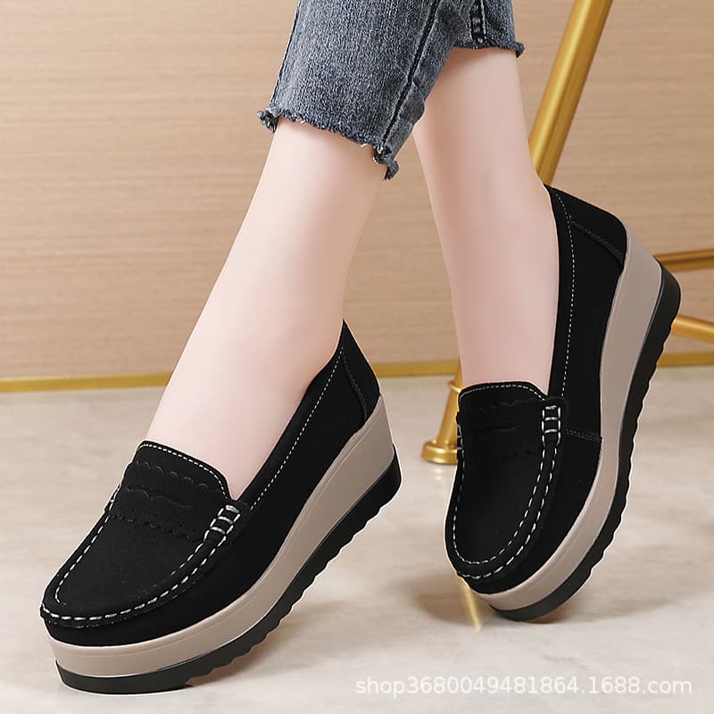 2026 Cross-border Comfort Plus Size Women's Loafers Platform Wedge Heel Women's Shoes Rocking Shoes Chunky Sneakers Slip-on