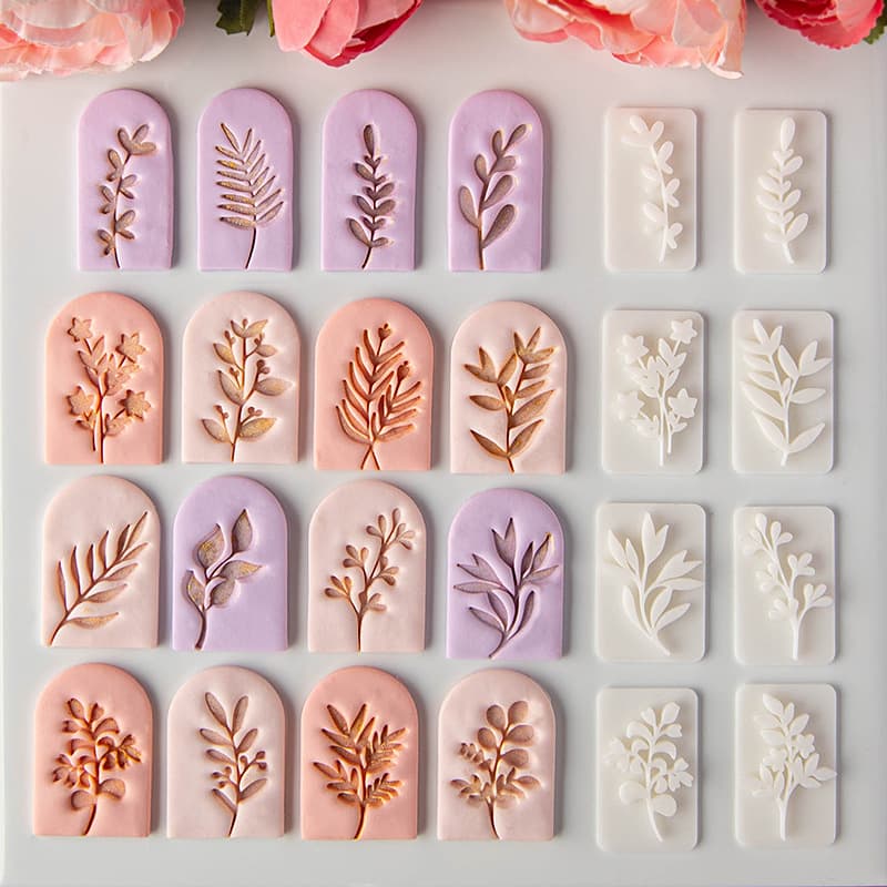 Small fresh leaf soft pottery earrings mold green plant vine clay impression set decoration pendant hand-made tools