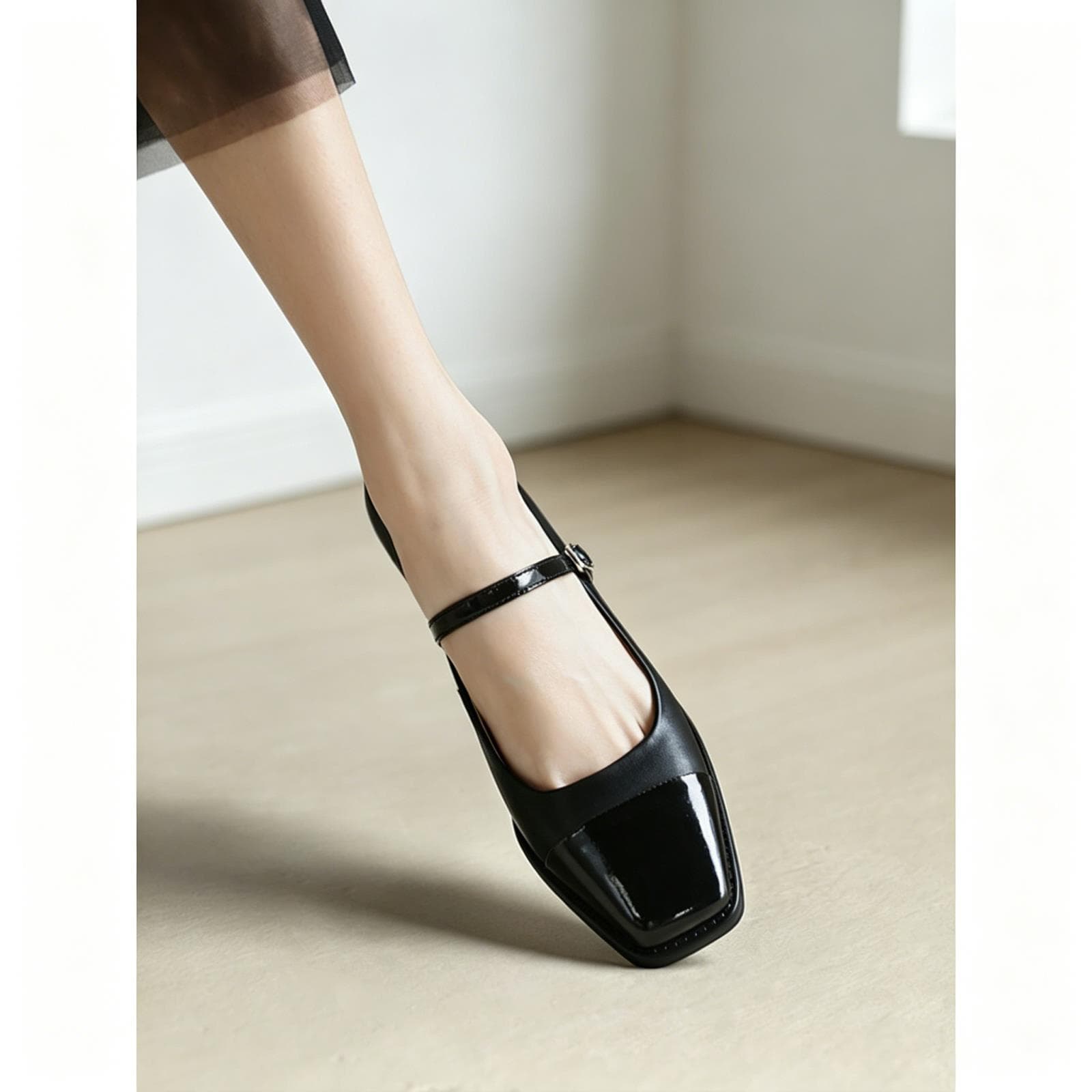 Vintage French Mary Jane Shoes for Women 2026 New Spring Autumn Genuine Leather Single Shoes Square Toe Chunky Heel Elegant High Heels