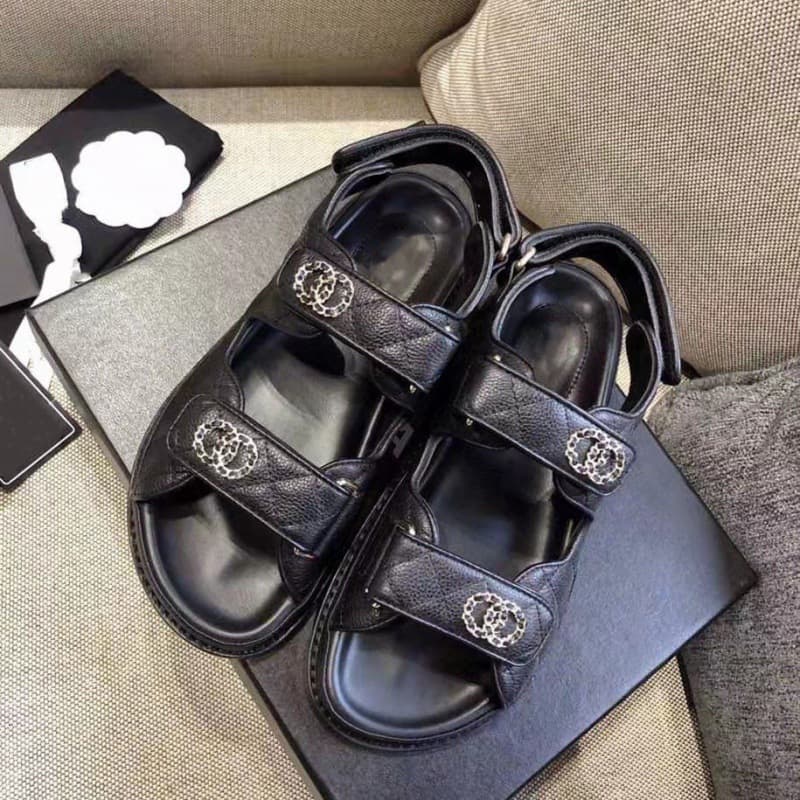 High-end Little Fragrance Style One-Strap Velcro Sandals for Women 2023 New Summer Thick Sole Versatile Trendy Breathable