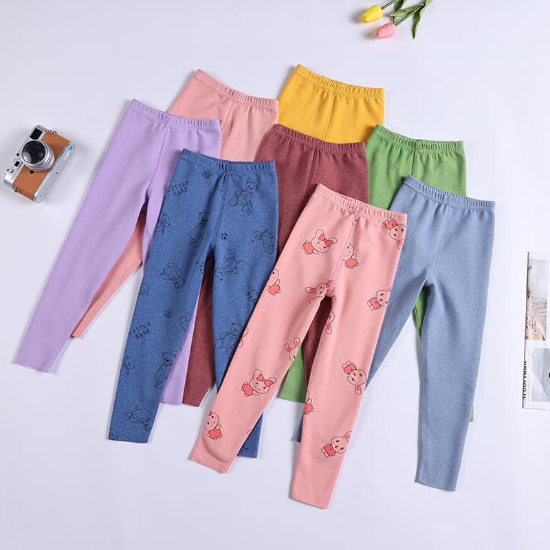 Warm Fleece Lined Cotton Underwear Trousers for Boys And Girls Autumn Winter Thermal Base Layer Pants Inner Wear Pajama Trousers