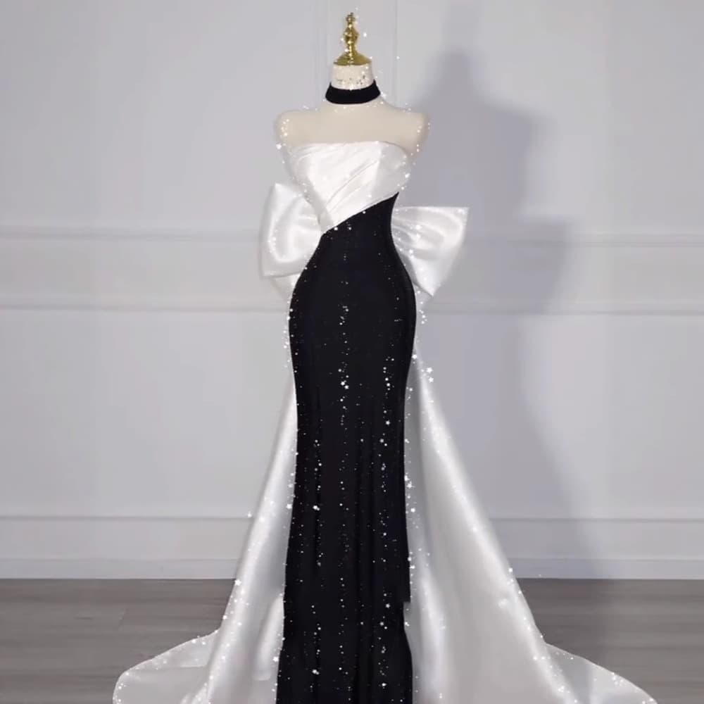 Black Strapless Evening Gown 2026 New Luxury Niche Banquet Host Waist-Cinching Mermaid Student Graduation Dress