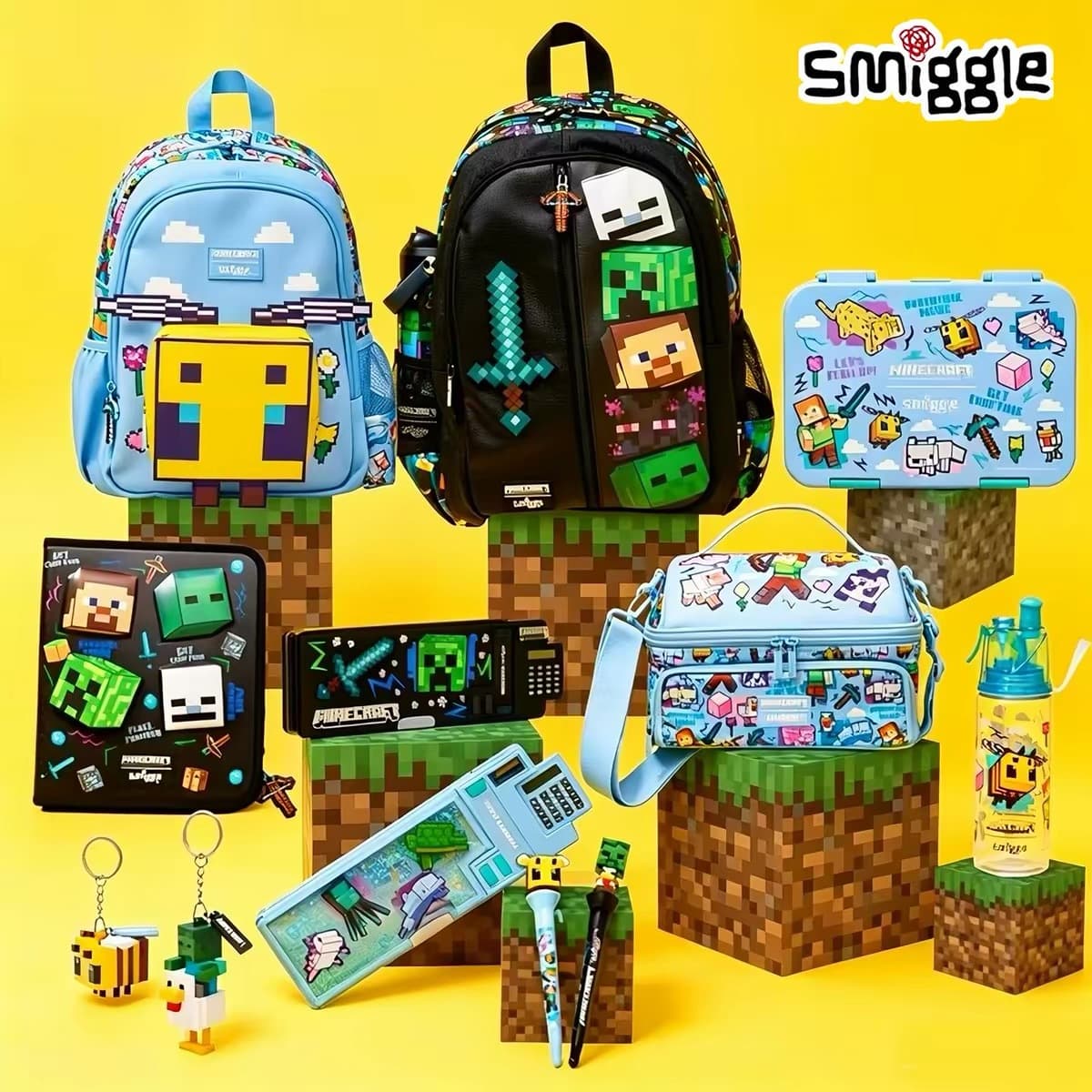 Smiggle Minecraft Kids Backpack Cartoon School Bag for Elementary Students Trendy Backpack for Boys and Girls