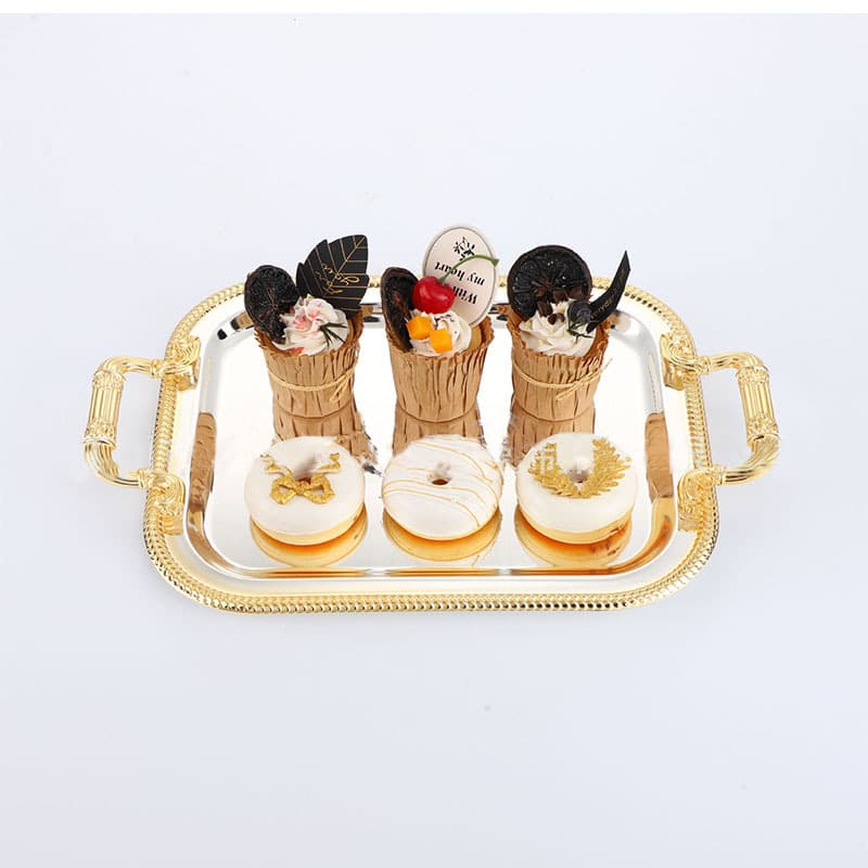 Factory Wholesale European Style Metal Buffet Tray Gold Silver Hotel Western Restaurant Wineware Tableware Storage Tray