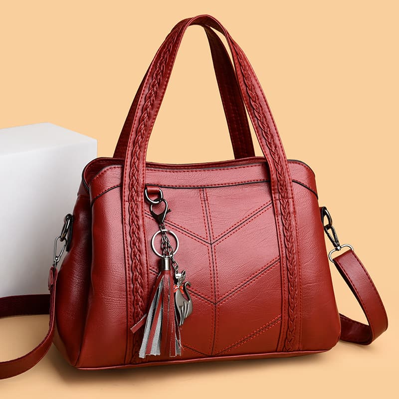 Cross-Border Fashion Women's Bag, Soft Leather Texture, Large Capacity Shoulder Bag, European and American Retro Crossbody Bag, Patchwork Commuter Handbag