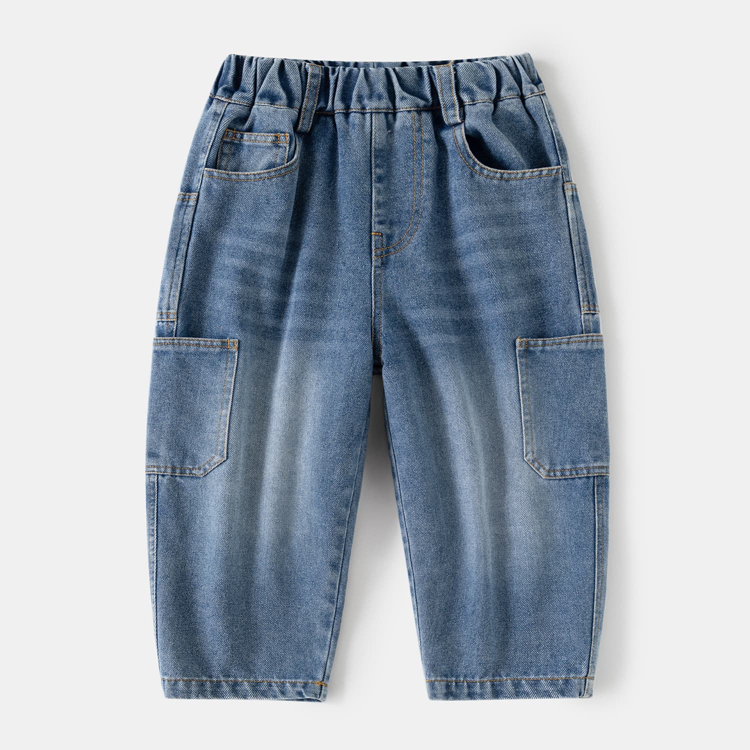 Boys' Jeans 2026 Spring New Children's Retro Color Distressed Denim Trousers Casual and Versatile Outerwear Pants