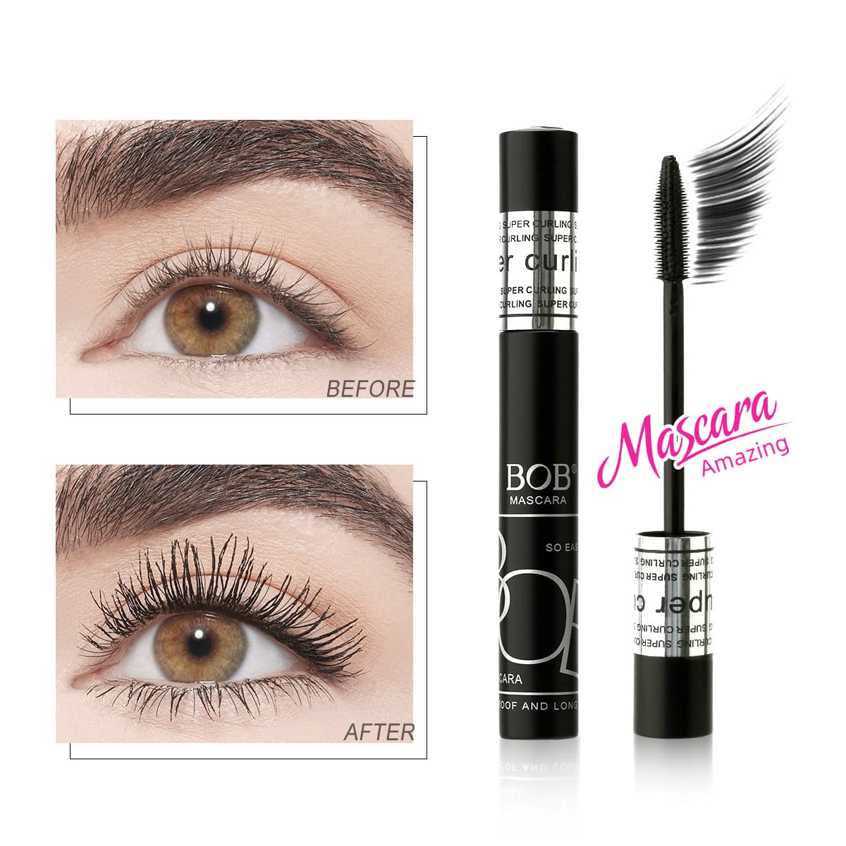 Cross-border Bob Lengthening Mascara Waterproof Smudge-Proof Thick Curling Long-Lasting Natural Daily Lash Primer Makeup