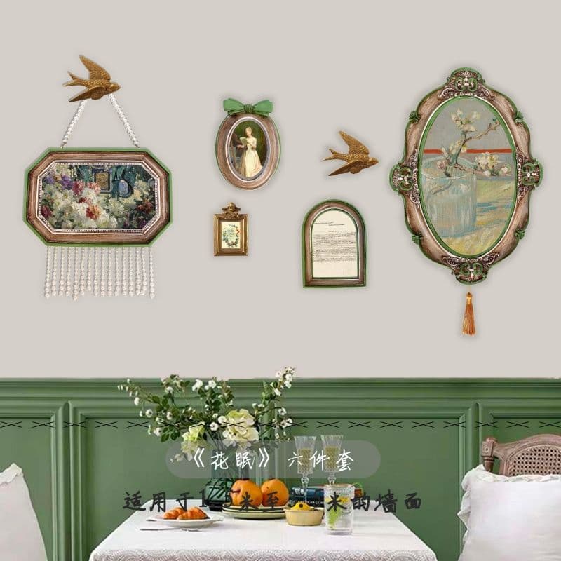 French Resin Picture Frame Wall Hanging Sofa Background Wall Light Luxury Decorative Painting Set Entryway Bedroom Hanging Art Combination