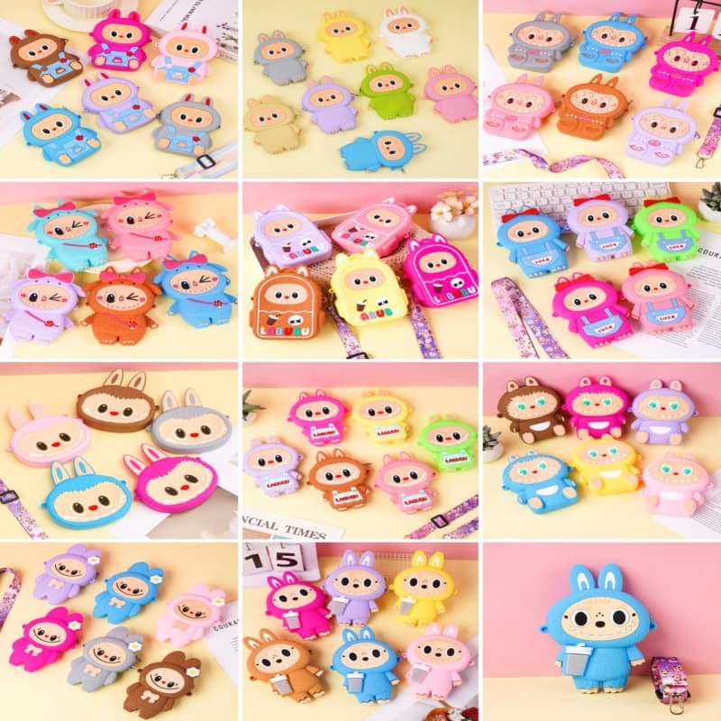 Labubu children's silicone bag, cute, creative, versatile coin purse, cartoon style, trendy crossbody bag, women's bag.