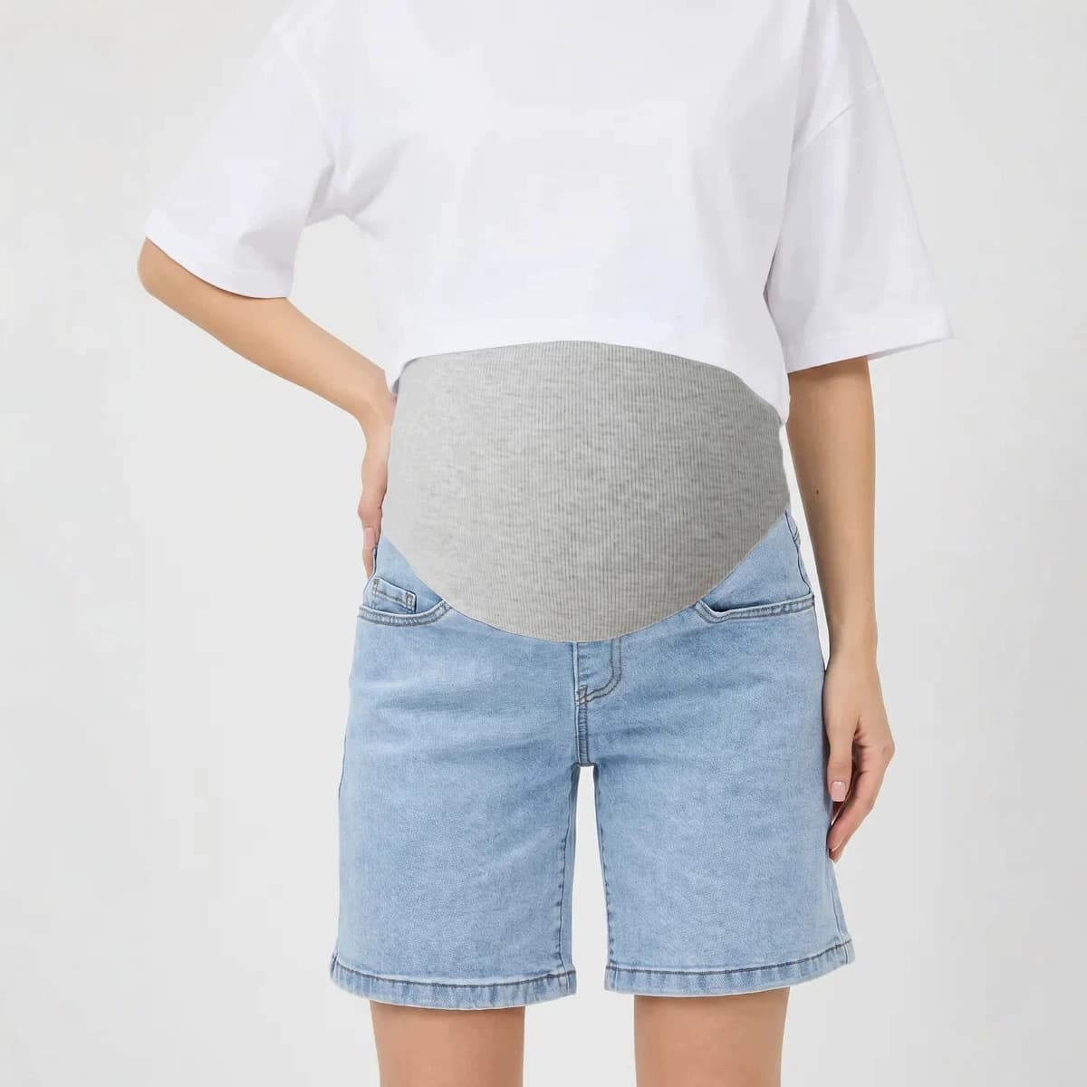 3213 Amazon Cross-Border Summer Maternity Five-Quarter Pants Women Stretch Jeans Foreign Trade European and American Straight Shorts
