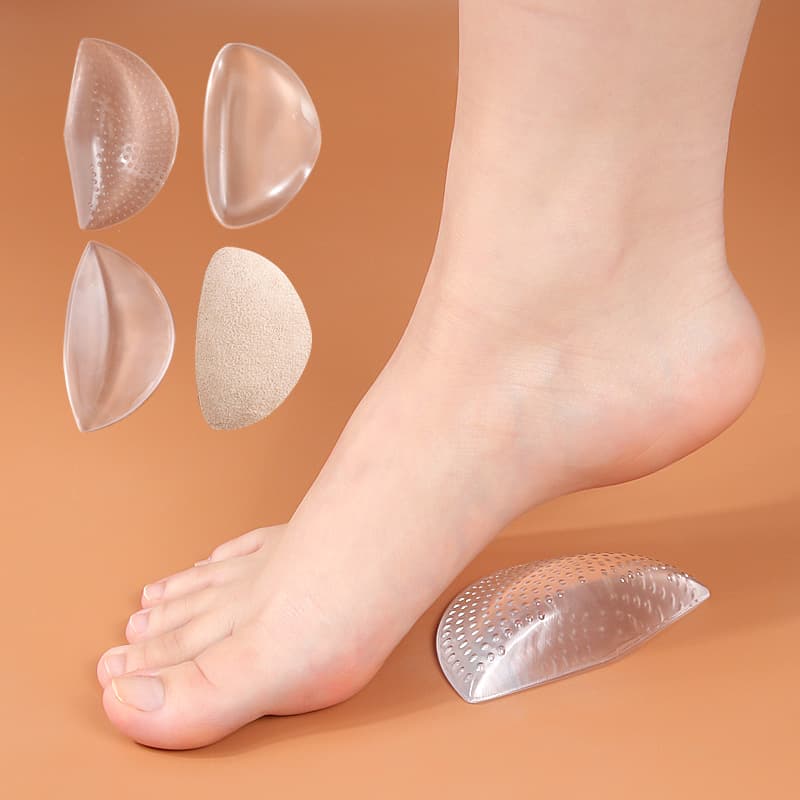 Silicone triangular arch support forefoot pad, anti-slip, sweat-absorbing, breathable, high-heel insole, pressure-relieving arch support pad