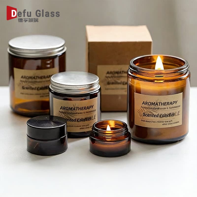 Wholesale 100ml Brown Aromatherapy Glass Candle Jar Empty Bottle Green Candle Jar 250ml Empty Bottle Frosted Candle Holder
